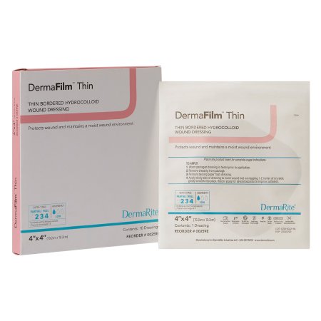 Hydrocolloid Dressing - DermaFilm 4 X 4 Inch Square Thin With Border