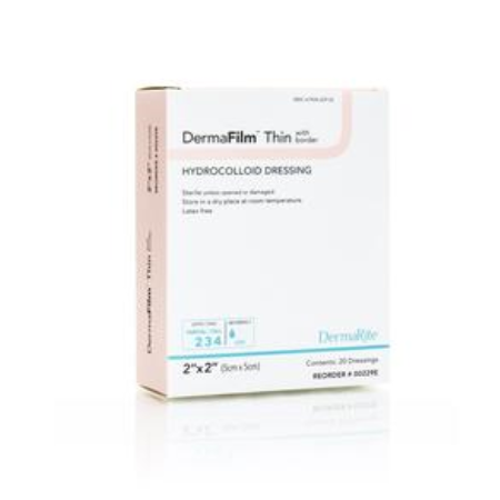 Hydrocolloid Dressing - DermaRite Thin with Border, 2" x 2"