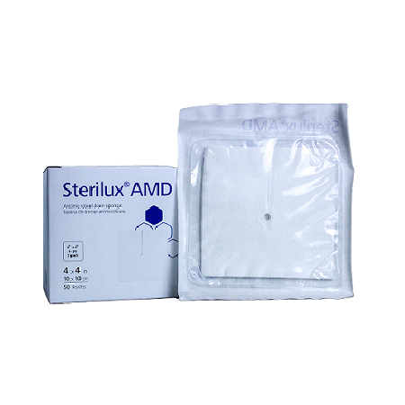 Antimicrobial Drain Sponge - Sterilux AMD Gauze / PHMB / Benzalkonium Chloride 4 X 4 Inch Sterile