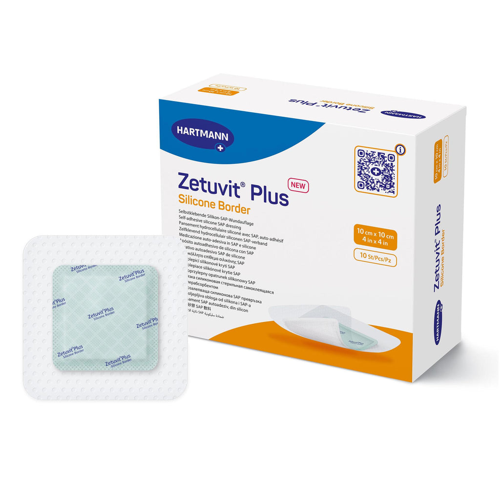 Super Absorbent Dressing - Zetuvit Plus Silicone Border Silicone Adhesive Square