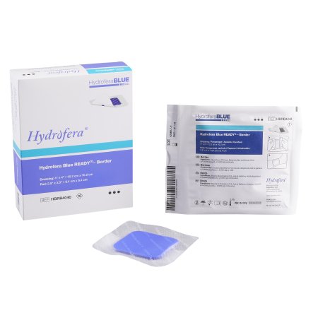Hydrofera Blue Ready Border Antibacterial Foam Dressing, 4 x 4 Inch - Each Hydrofera Blue Ready Border Antibacterial Foam Dressing, 4 x 4 Inch - Each