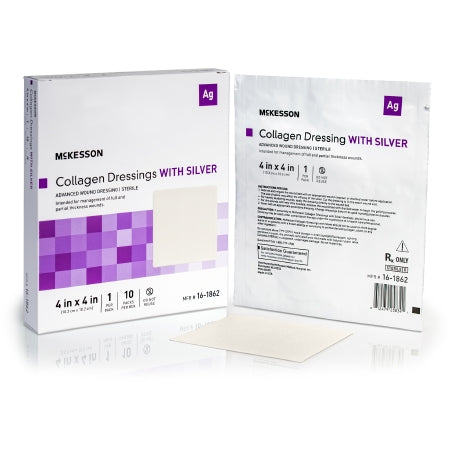 Silver Collagen Dressing - McKesson 4 X 4 Inch Square Sterile