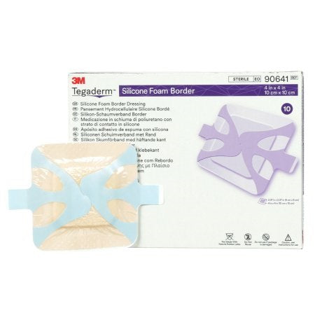 Silicone Foam Border Dressing - 3M Tegaderm 4" L x 4" W Latex Free
