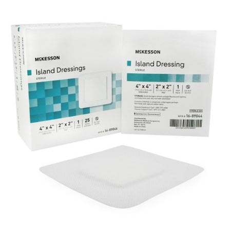 Adhesive Dressing - Polypropylene / Rayon Square island pad White Sterile