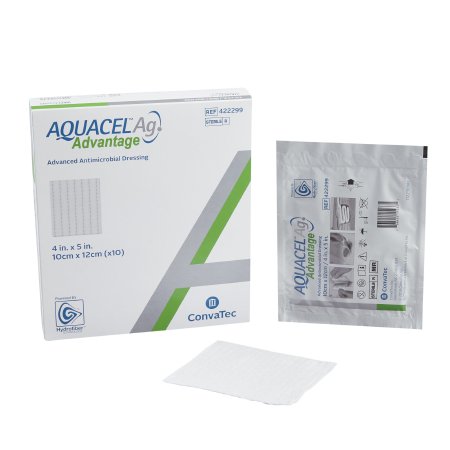 Wound Dressing - Silver Hydrofiber Dressing Aquacel Ag Advantage 4 X 5 Inch Rectangle Sterile Wound Dressing - Silver Hydrofiber Dressing Aquacel Ag Advantage 4 X 5 Inch Rectangle Sterile
