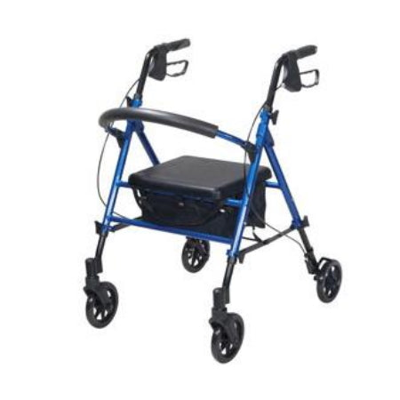 Walker - 4 Wheel Rollator Adjustable Height, Padded Seat