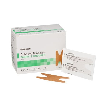 Adhesive Bandage Strip - Knuckle H- Style 1-1/2 X 3 Inch Fabric Tan Sterile