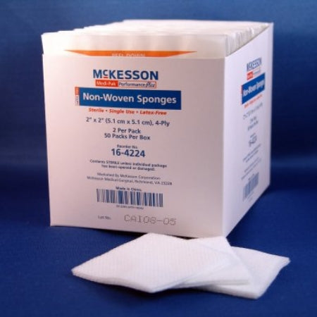 Sponge Gauze - Non-Woven Sponge Polyester / Rayon 4-Ply Square Sterile