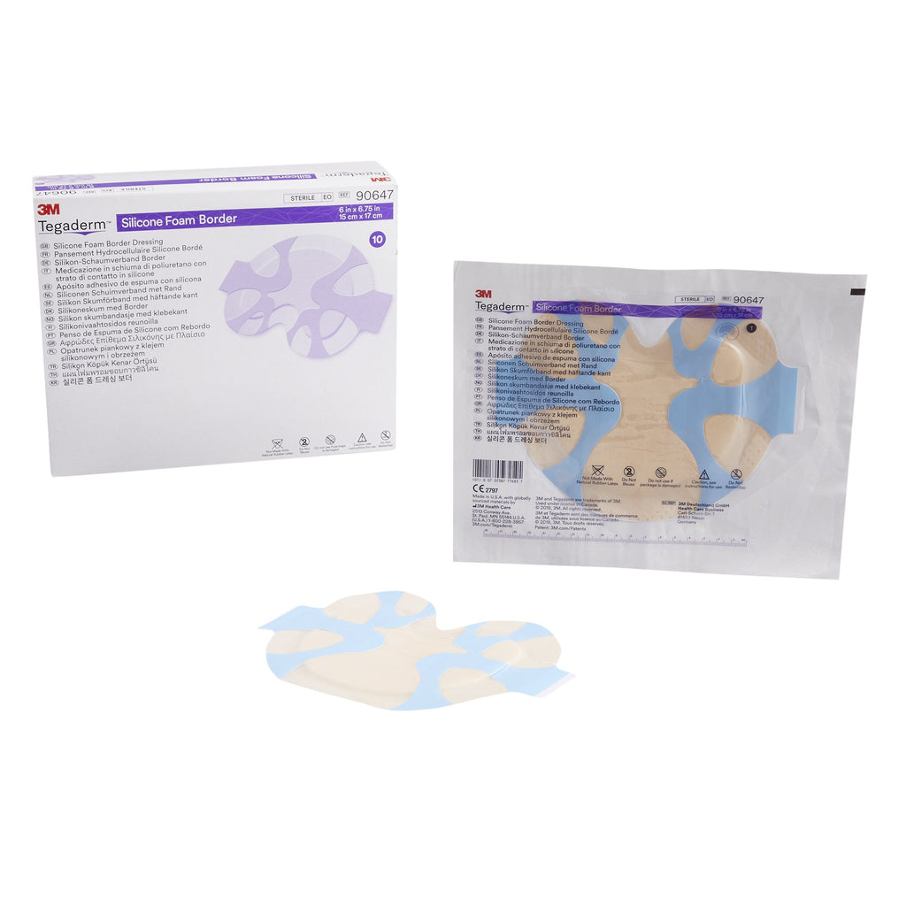 Sacral Foam Dressing - 3M Tegaderm 6 X 6-3/4 Inch With Border Silicone Adhesive Sacral Sterile