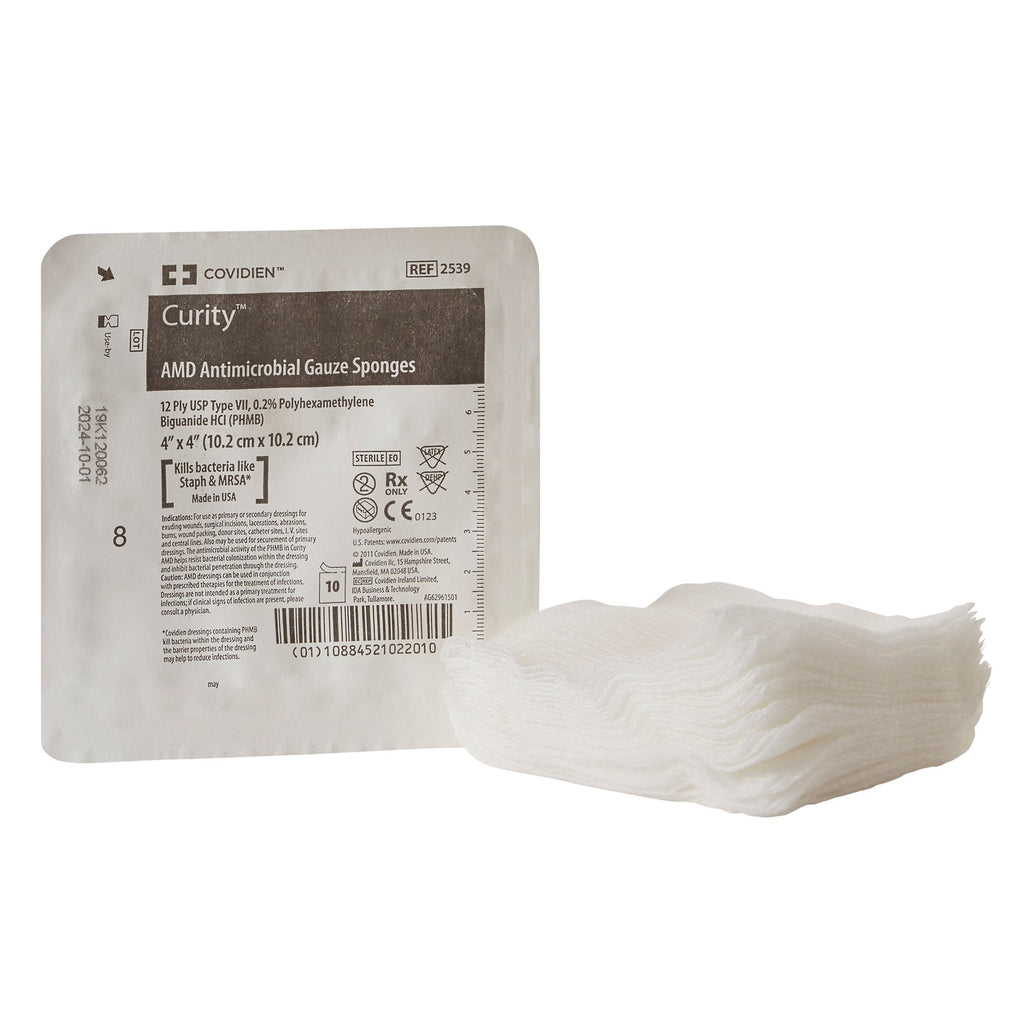 Antibacterial Gauze Sponge - Curity AMD 4 X 4 Inch 12-Ply Sterile 10 per Tray