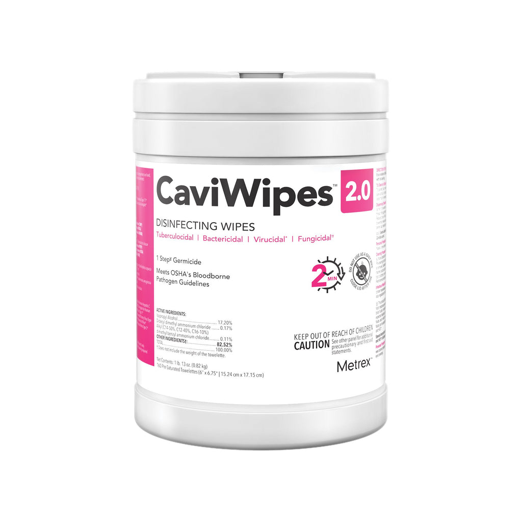 CaviWipes - 2.0 Surface Disinfectant Premoistened Manual Pull Wipe 160 Count Canister Alcohol Scent NonSterile