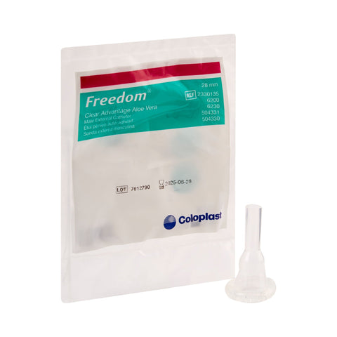 Male External Catheter - Freedom Clear Advantage with Aloe and Kink-Resistant Nozzle, Latex-Free