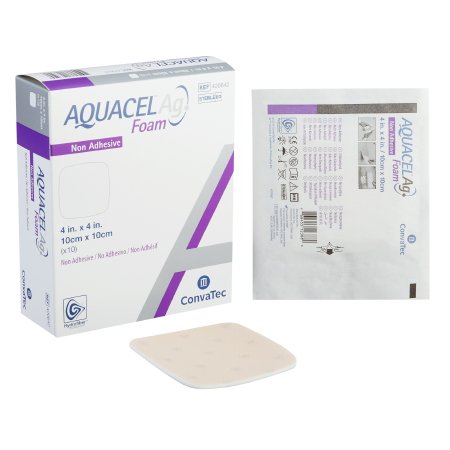 Silver Foam Dressing - Convatec Aquacel Ag 4 X 4 Inch Square Sterile