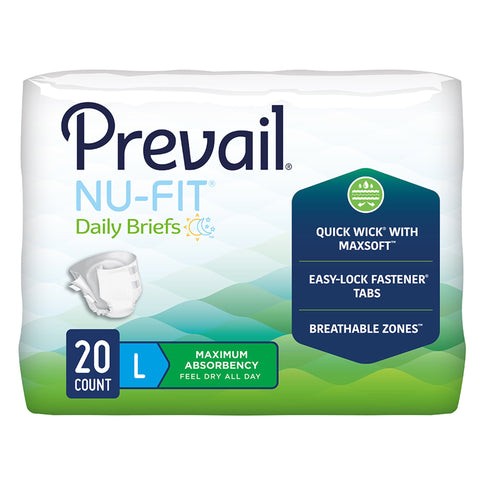 Adult Incontinence Brief - Prevail Nu-Fit Unisex Disposable Heavy Absorbency