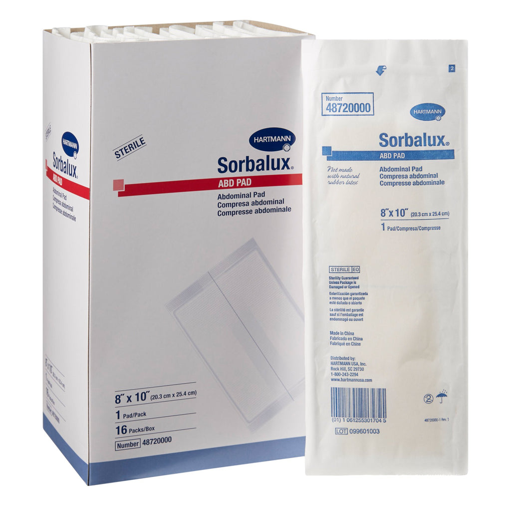 Abdominal Pad - Sorbalux ABD 8 X 10 Inch 1-Ply Sterile 1 per Pouch