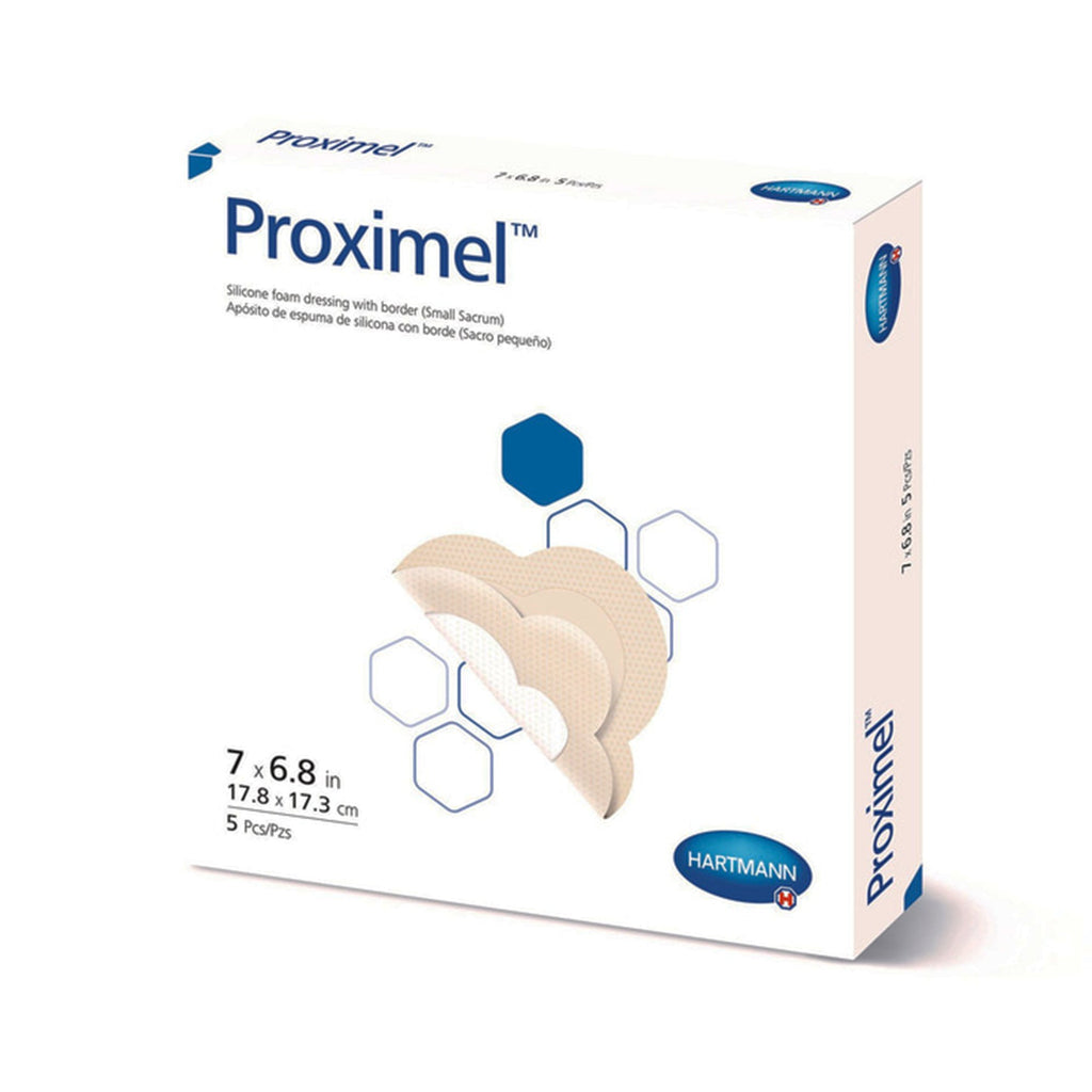 Sacral Foam Dressing - Proximel 6-4/5 X 7 Inch With Border Waterproof Film Backing Silicone Adhesive Sacral Sterile