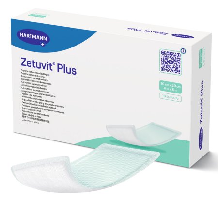 Super Absorbent Dressing - Zetuvit Plus Without Adhesive 4 X 8 Inch Rectangle