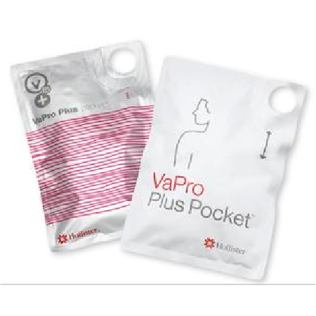 Closed System Intermittent Catheter - Hollister VaPro Plus Pocket Touch Free Hydrophilic Intermittent Catheter 14Fr, 8"