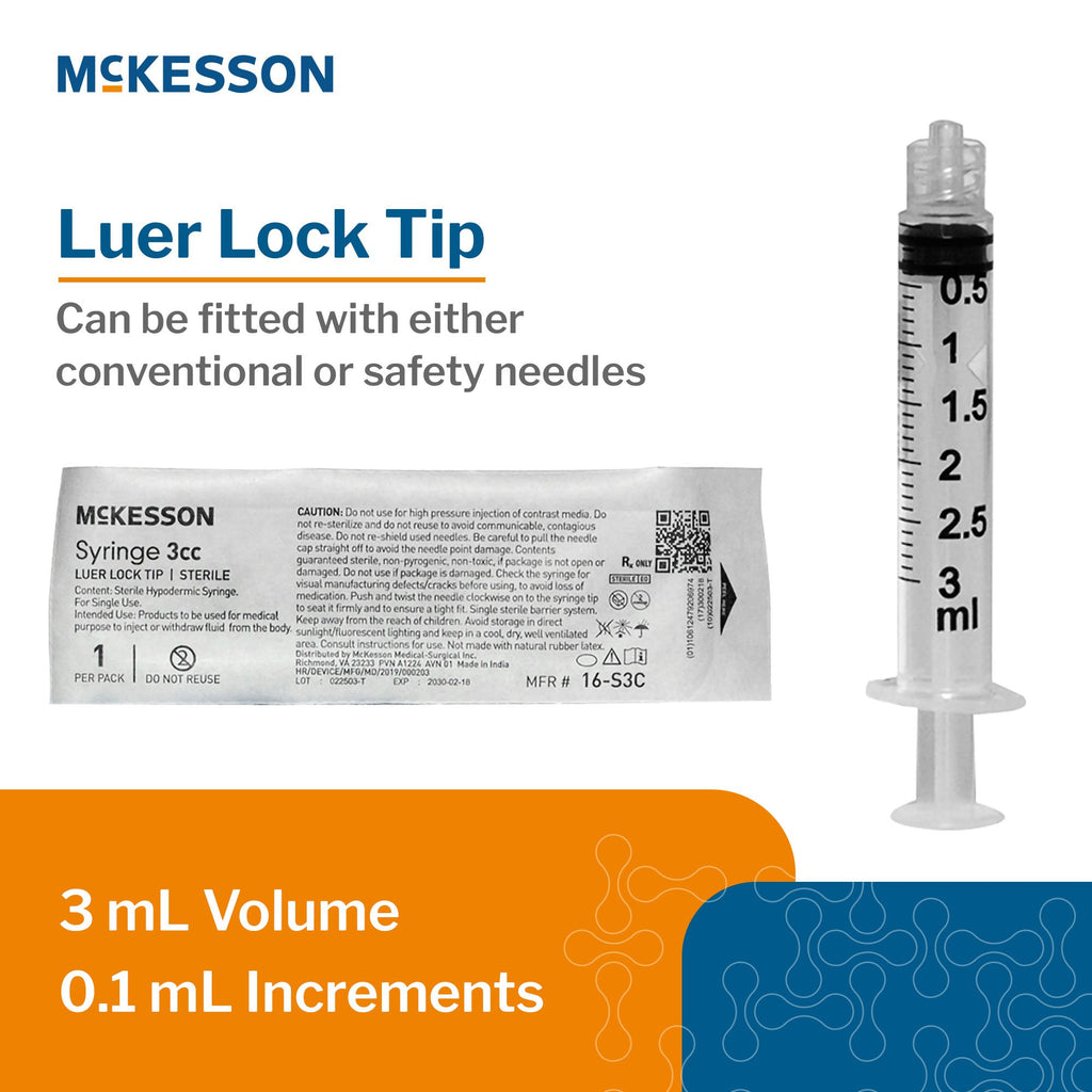 General Purpose Syringe - 3 mL Luer Lock Tip Without Safety