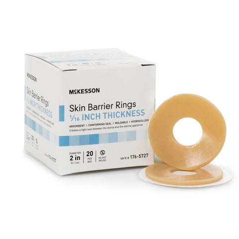 Skin Barrier Ring - Moldable, Standard Wear Adhesive Universal System Hydrocolloid 2 Inch Diameter X 1/16 Inch Thickness