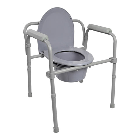 Bedside Commode - McKesson Fixed Arms Steel Frame Back Bar 13-1/2 Inch Seat Width 350 lbs. Weight Capacity