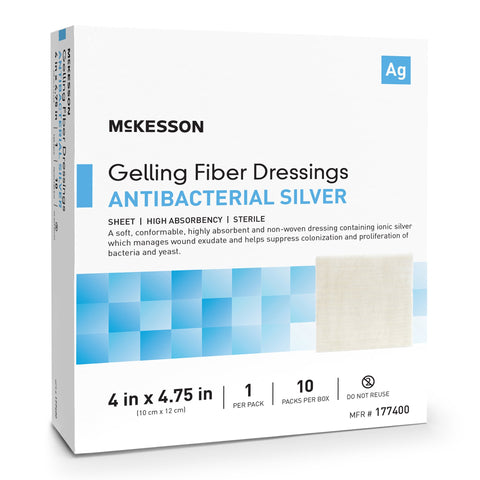 Silver Gelling Fiber Dressing - McKesson 4 X 4-3/4 Inch Rectangle Sterile