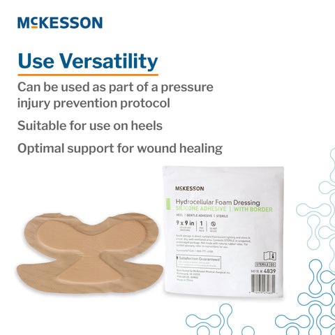 Heel / Elbow Foam Dressing - 5-Layer Foam Dressing 9 X 9 Inch With Border Waterproof Film Backing Silicone Gel Adhesive Sterile