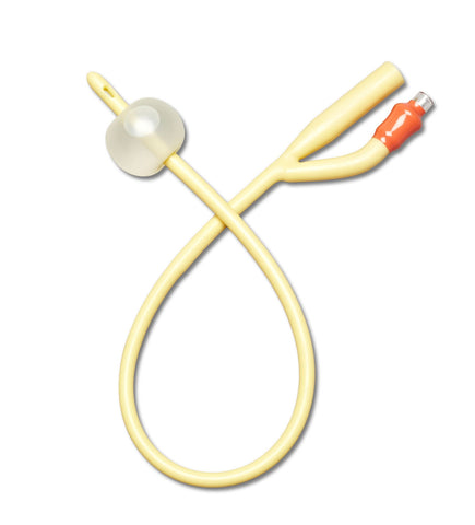 Indwelling Foley Catheter - Medline 2-Way Standard Tip 10 cc Balloon 16 Fr. Silicone Coated Latex