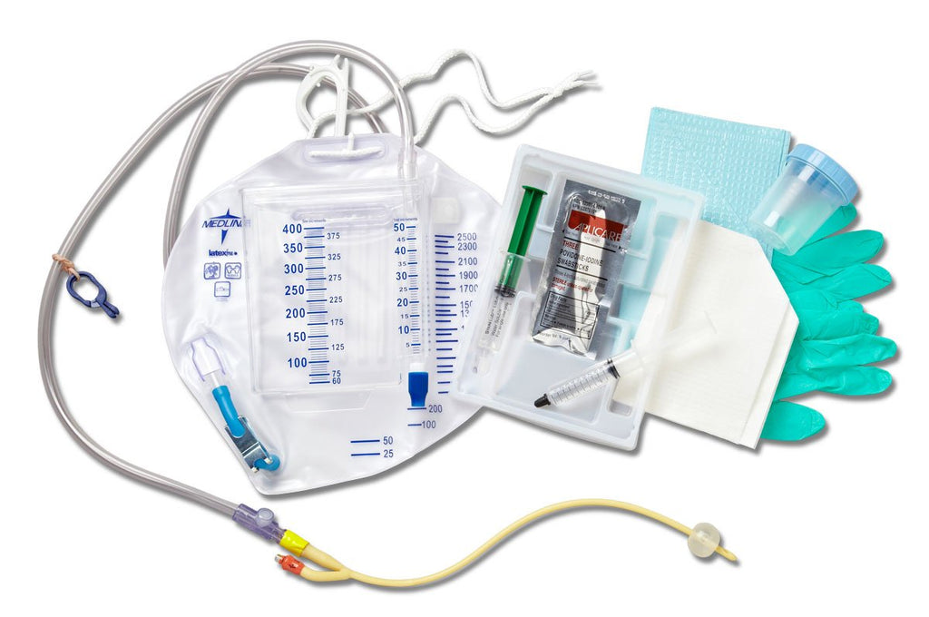Indwelling Catheter Tray - Medline Kit  w/Foley 16 Fr. 5 cc Balloon Silicone Elastomer