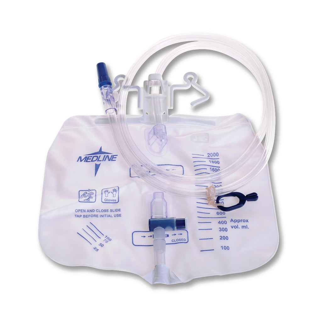 Night Drain Bag - Medline Slide Tap Anti-Reflux Valve Sterile 2,000 mL Vinyl