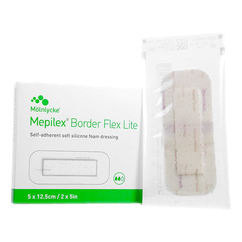 Mepilex - Thin Foam Dressing Border Flex Lite 2 X 5 Inch With Border Film Backing Silicone Adhesive