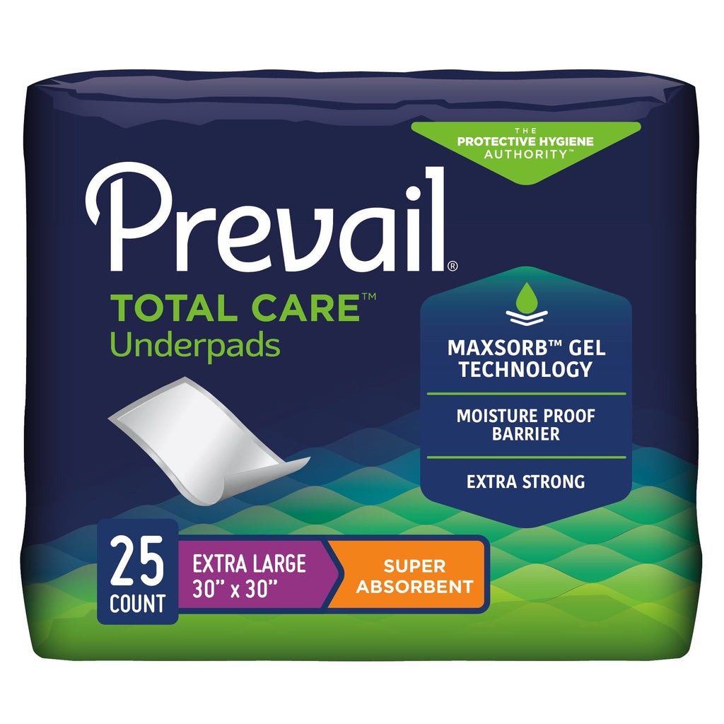 Disposable Underpad - Prevail Total Care™ 30 X 30 Inch Polyester Heavy Absorbency