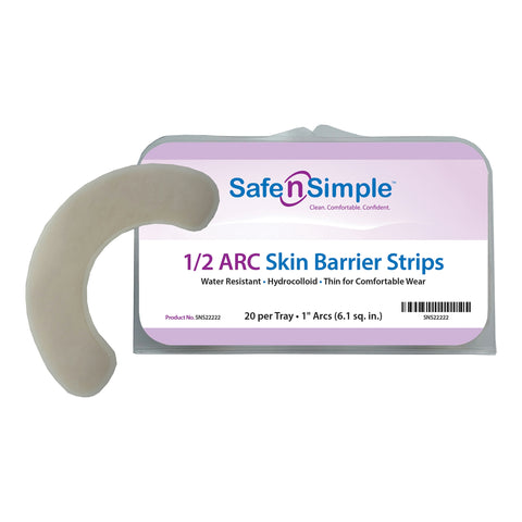 Skin Barrier Strip - Safe-n'Simple Moldable, Standard Wear Adhesive Hydrocolloid 1/2 Curve 1 Inch W