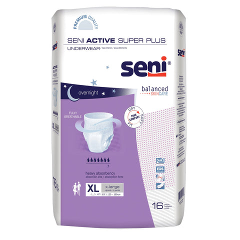 Unisex Adult Absorbent Underwear - Seni Active Super Plus Pull On with Tear Away Seams X-Large Disposable Heavy Absorbency