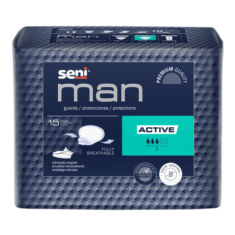 Bladder Control Pad Men's Guard - Seni Man Active Moderate Absorbency Super Absorbent Core