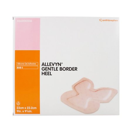 Silicone Foam Dressing - Allevyn Gentle Border Heel 9 X 9 Inch Heel Silicone Gel Adhesive with Border Sterile