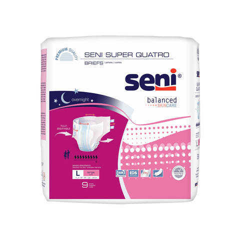 Unisex Adult Incontinence Brief - Seni Super Quatro Disposable Heavy Absorbency