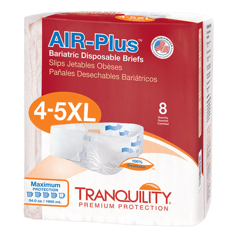 Bariatric Incontinence Briefs - Unisex Adult Incontinence Brief Tranquility AIR-Plus Bariatric 4 to 5X-Large Disposable Heavy Absorbency