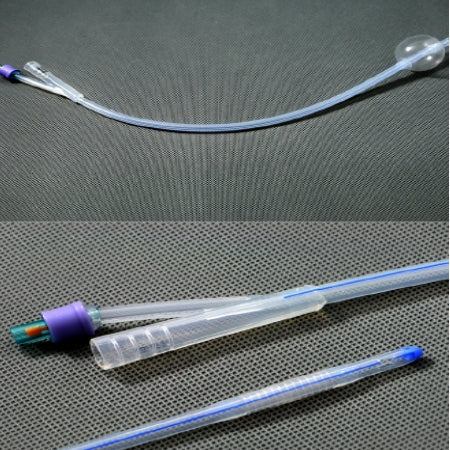 Indwelling Catheter - Amsino AMSure 100% Silicone 2-Way Foley Catheter, 5-10cc Balloon Capacity