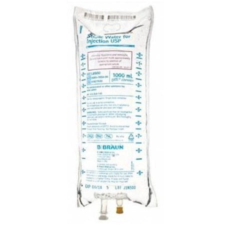 Sterile Water for Injection, Preservative Free IV Solution Flexible Bag 1,000 mL (restricted item)