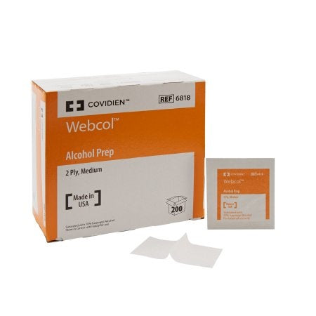 Alcohol Prep Pad - Webcol 70% Strength Isopropyl Alcohol Individual Packet Medium Sterile