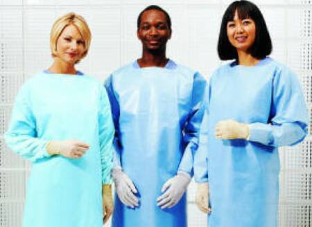 Protective Procedure Gown - One Size Fits Most Blue Non Sterile Not Rated Disposable