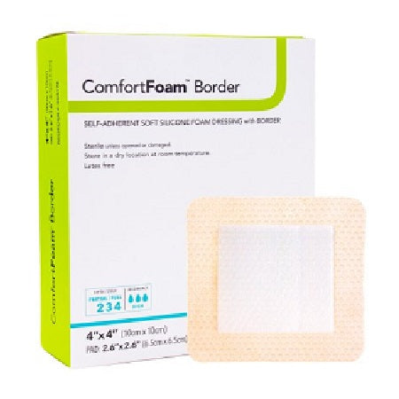 Silicone Foam Dressing - ComfortFoam Border 4 X 4 Inch Silicone Adhesive with Border Sterile