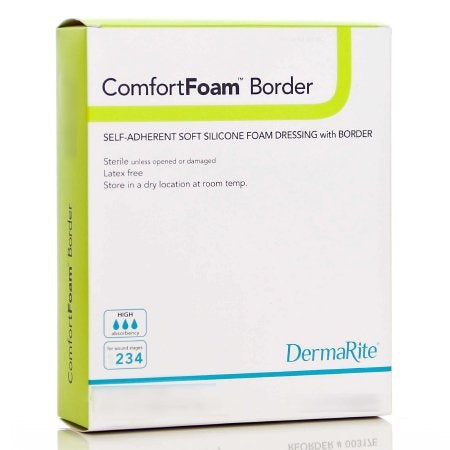 Sacral Silicone Foam Dressing - ComfortFoam Border 7-1/5 X 7-1/5 Inch Sacral Silicone Adhesive with Border Sterile