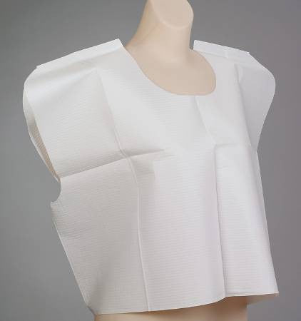 Exam Cape - McKesson White Front / Back Opening Without Closure Unisex 30 x 21