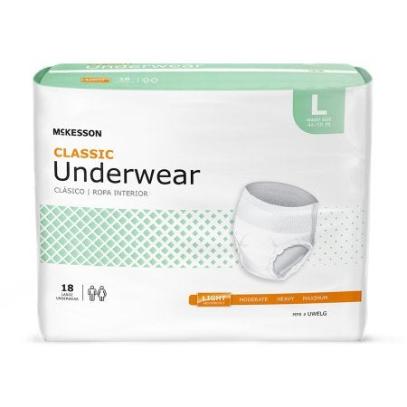 Adult Briefs - Unisex Adult Absorbent Underwear McKesson Classic Pull On with Tear Away Seams Disposable Light Absorbency