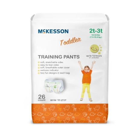 Youth Briefs - Unisex Toddler Training Pants McKesson Pull On with Tear Away Seams Disposable Heavy Absorbency