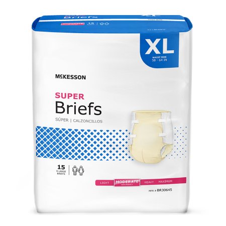 Unisex Adult Incontinence Brief - McKesson X-Large Disposable Moderate Absorbency