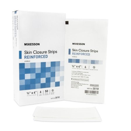 Skin Closure Strips - 1/2 X 4 Inch Nonwoven Material Reinforced Strip White