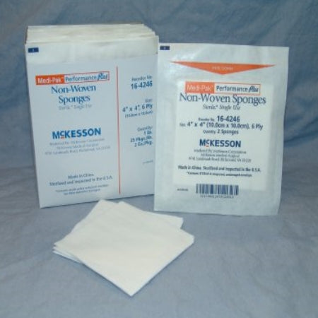 Non Woven Sponge Gauze - Polyester / Rayon 6-Ply 4 X 4 Inch Square Sterile